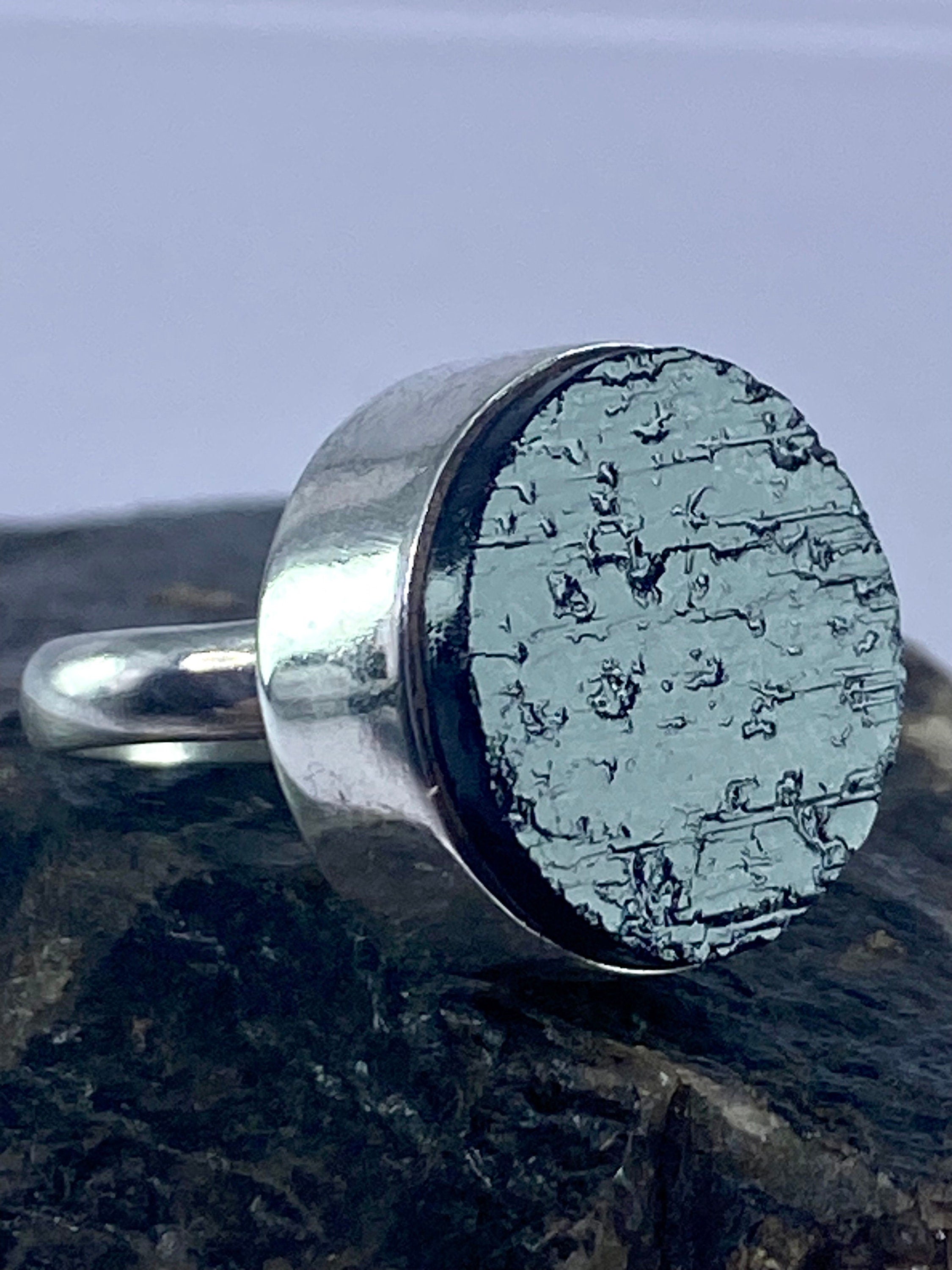 Natural Raw Black Tourmaline and Silver Ring(F)