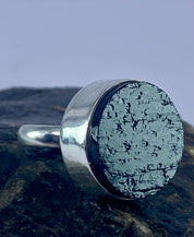 Natural Raw Black Tourmaline and Silver Ring(F)