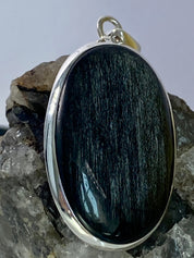 Black Obsidian and Silver Pendant (M0523)