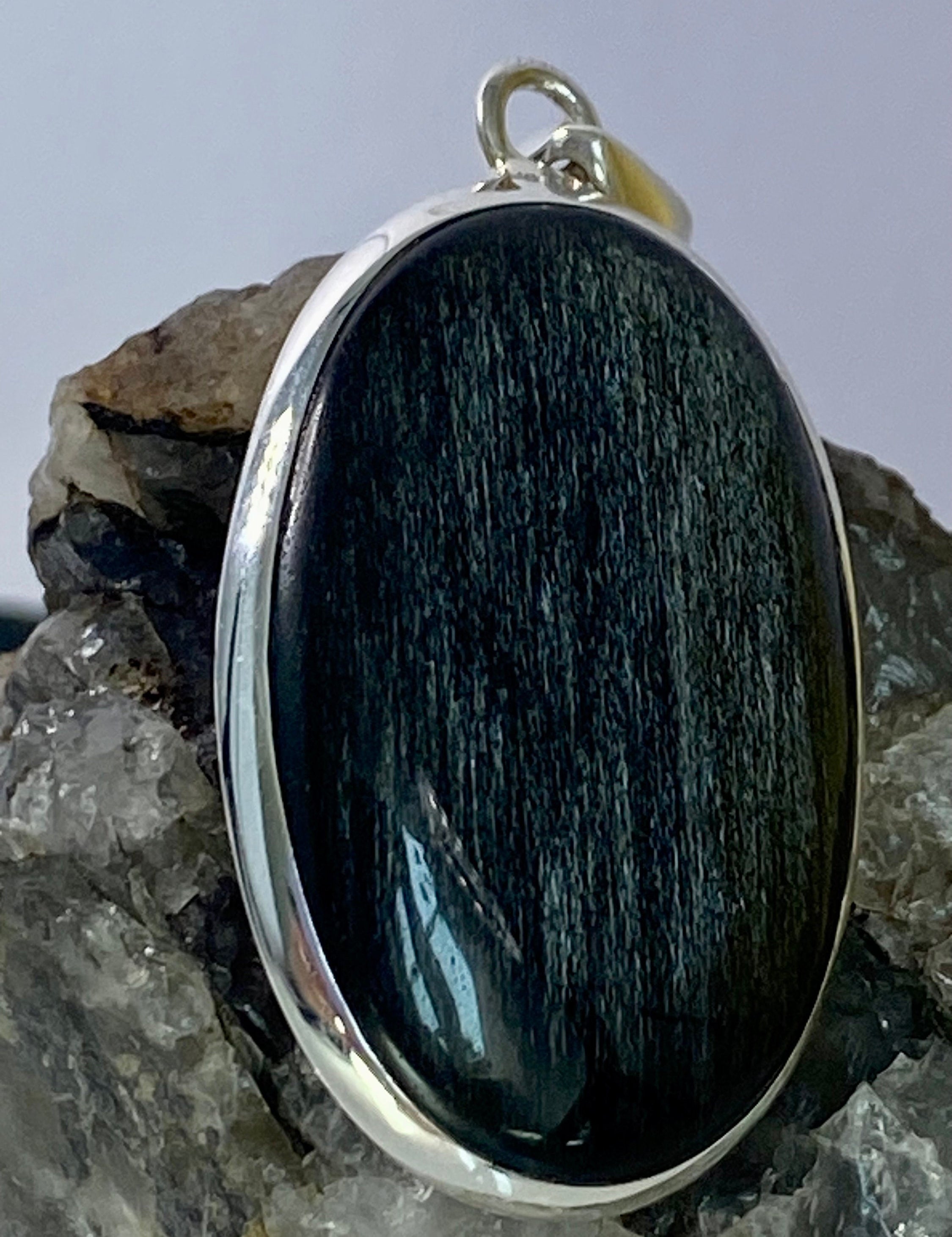 Black Obsidian and Silver Pendant (M0523)