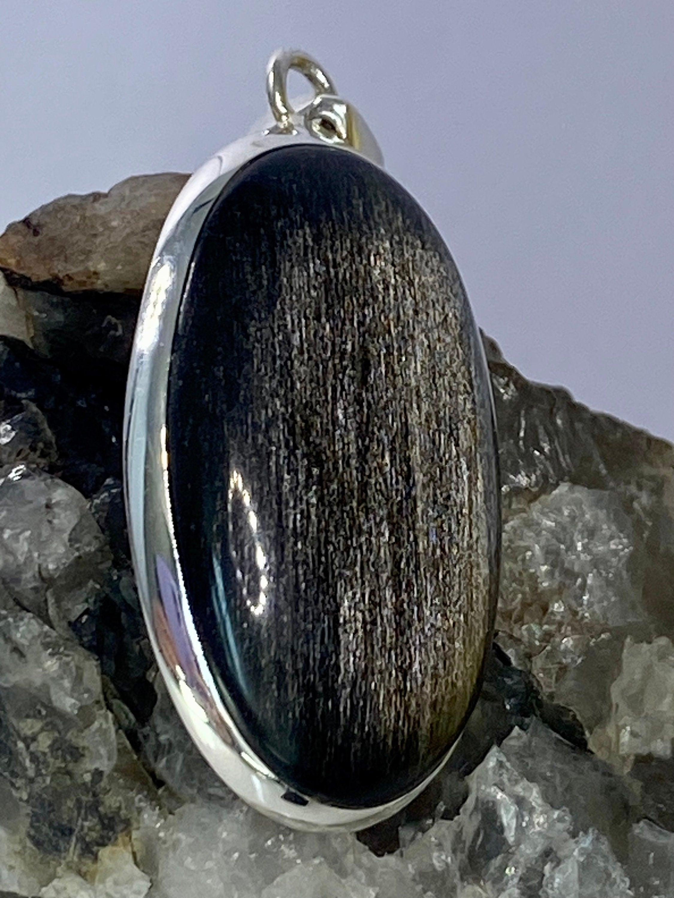 Black Obsidian and Silver Pendant (M0523)