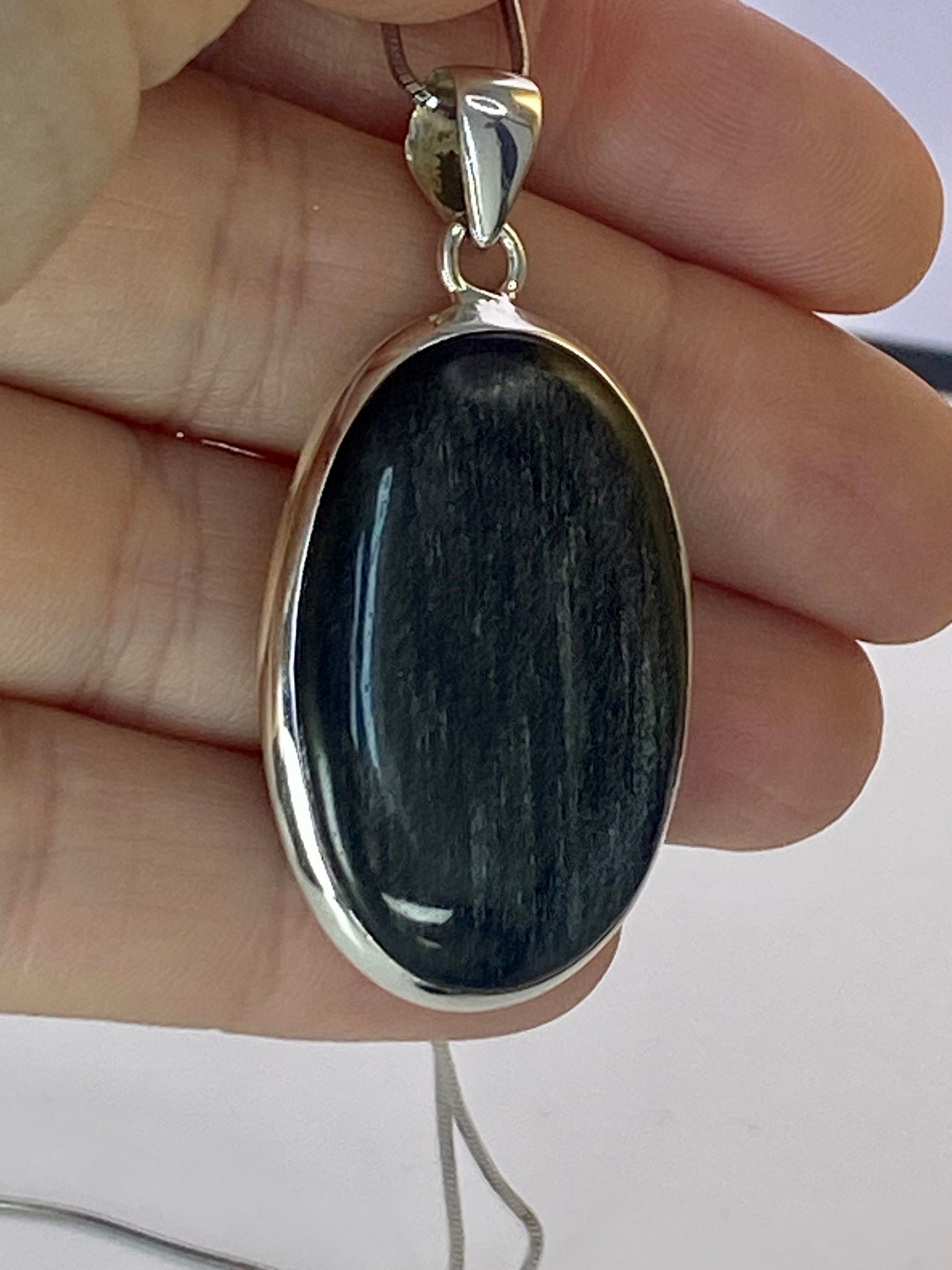 Black Obsidian and Silver Pendant (M0523)