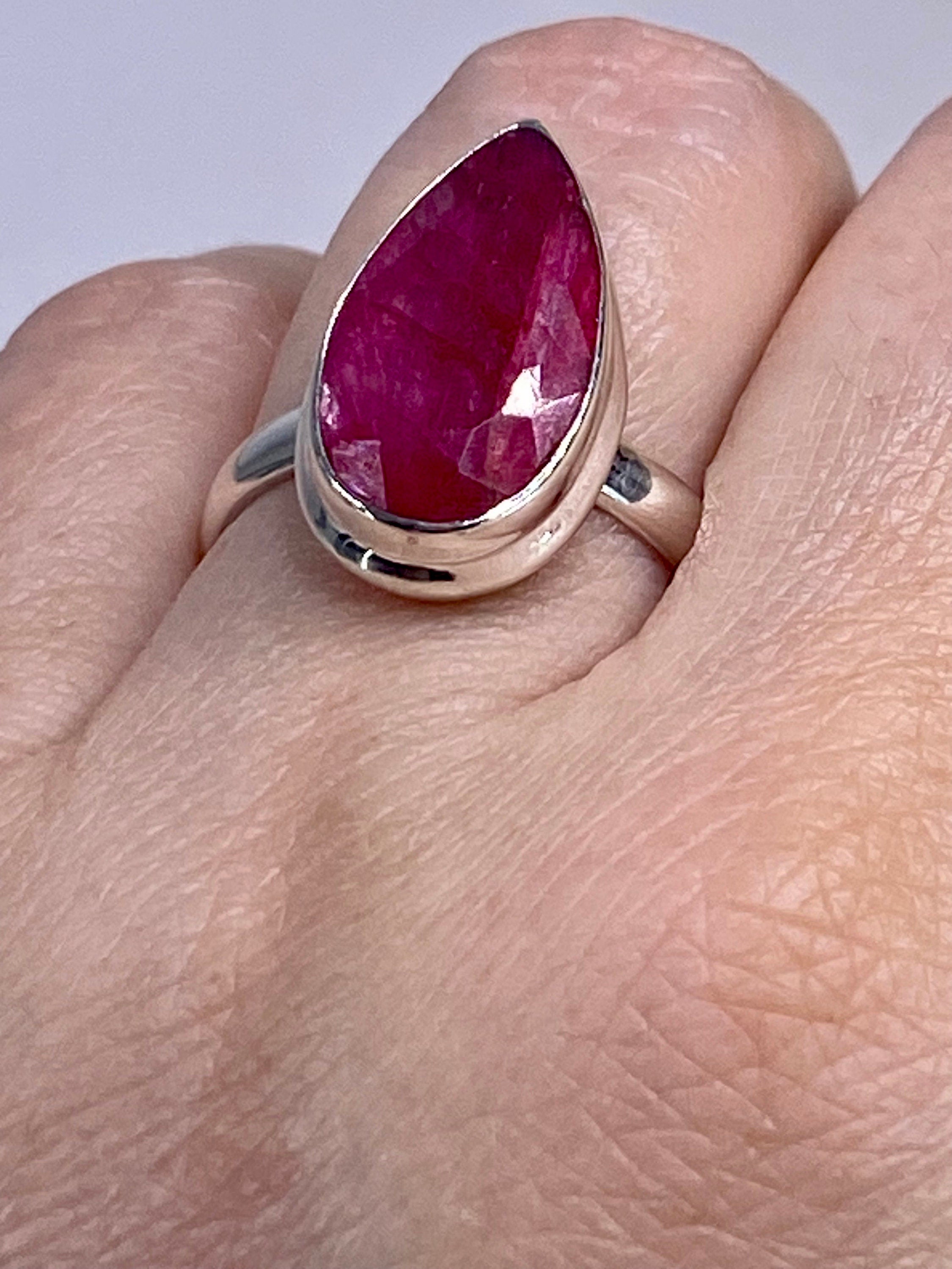 Raw Ruby and Silver Ring (M05)