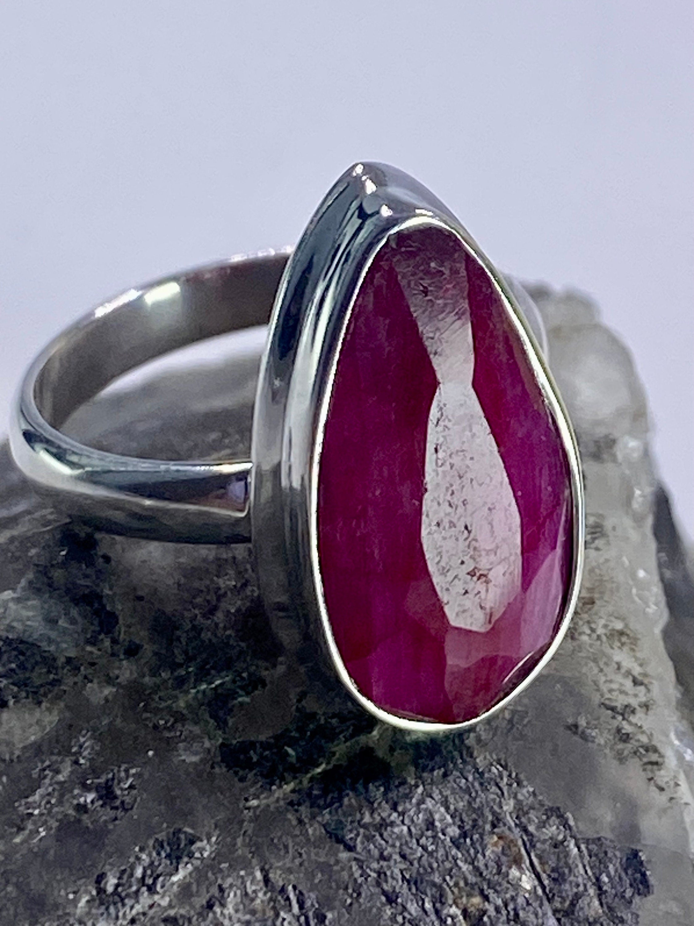 Raw Ruby and Silver Ring (M05)