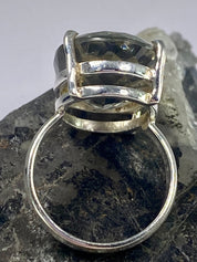 A Large Green Amethyst (Prasiolite ) and Silver Ring.