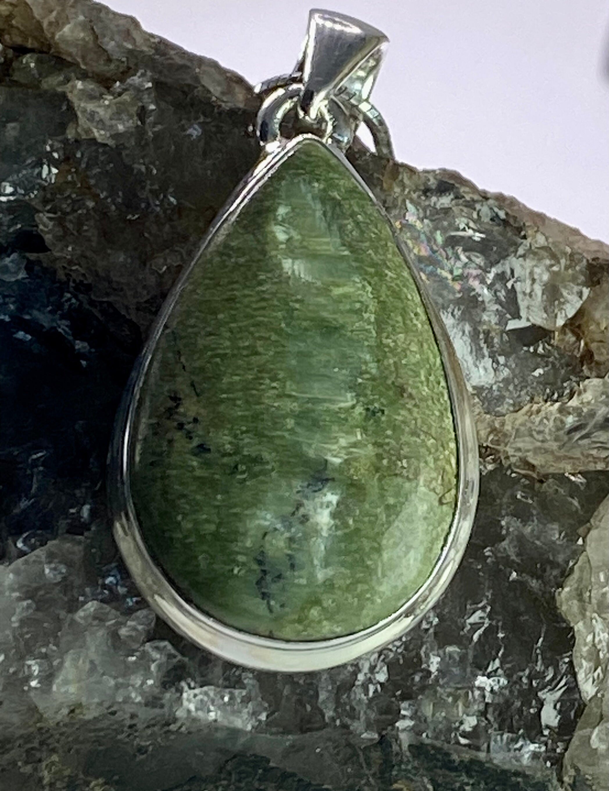 Imperial Opal and Silver Pendant Including Chain