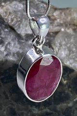 Raw Ruby and Silver Pendant (M)