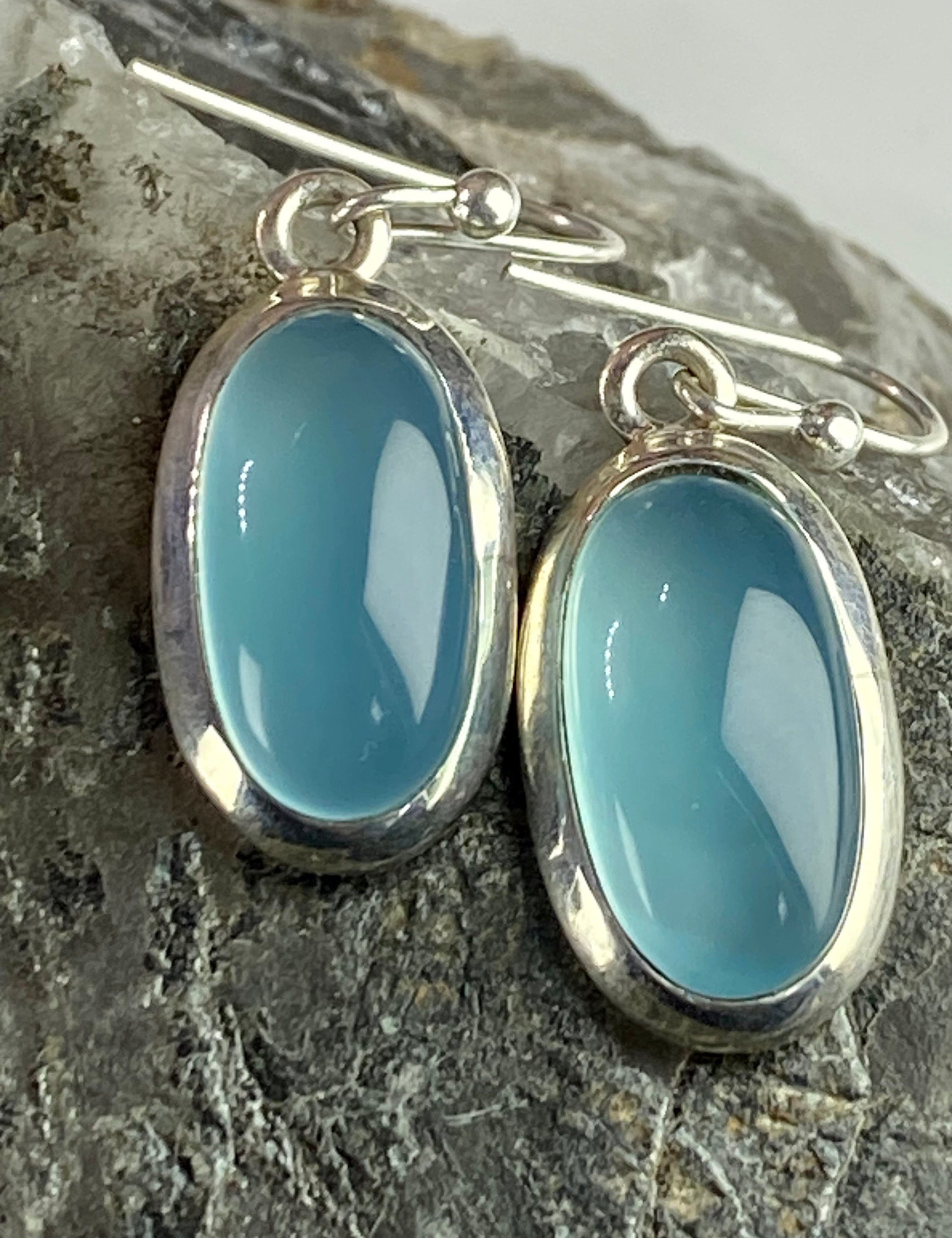 Dainty Aquamarine Sterling Silver Dangle Earrings