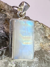 Blue Fire Moonstone and Silver Pendant (M0523)