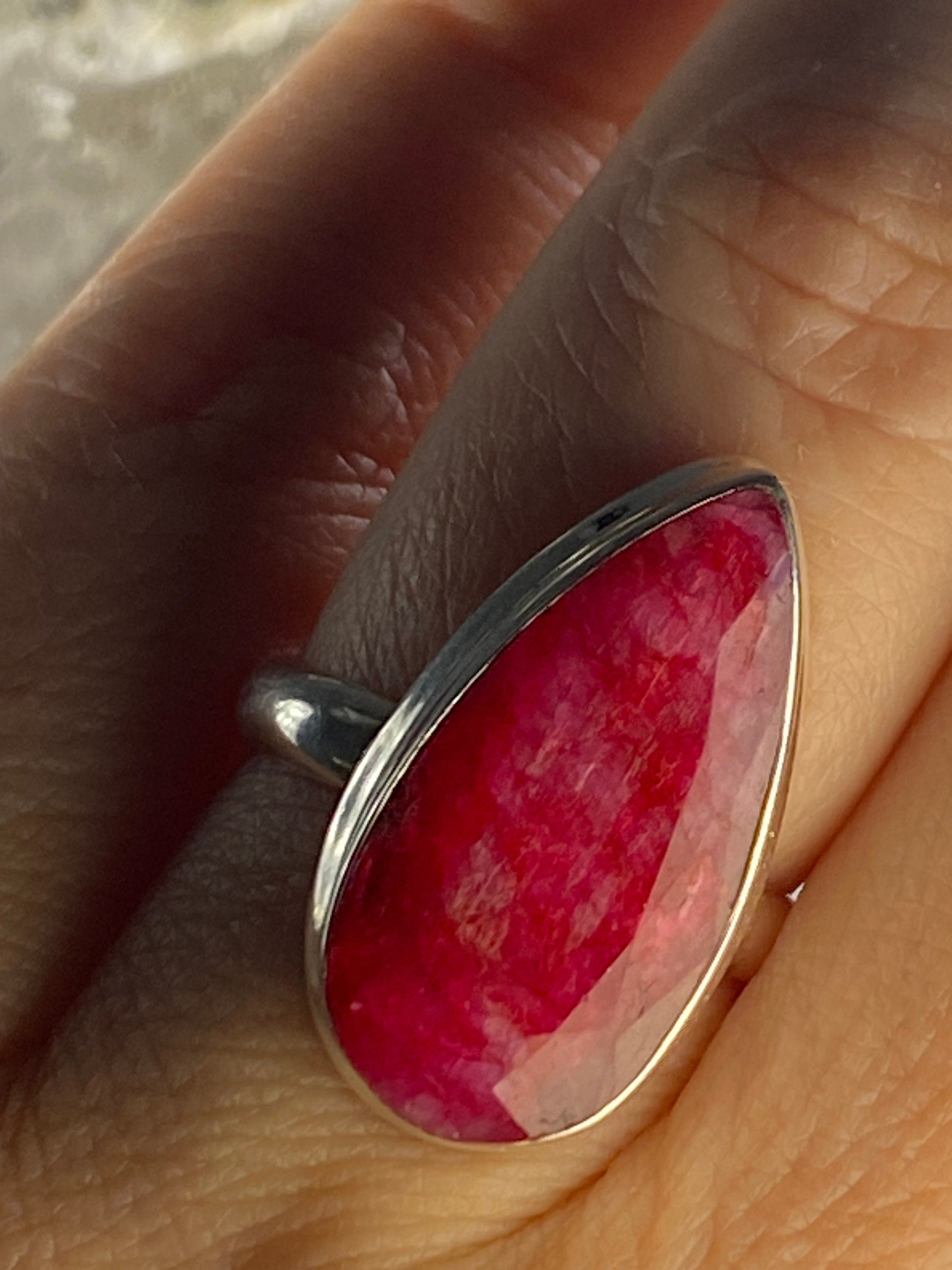 Raw Ruby and Silver Ring (M09)