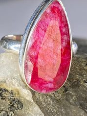 Raw Ruby and Silver Ring (M09)