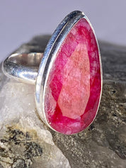 Raw Ruby and Silver Ring (M09)