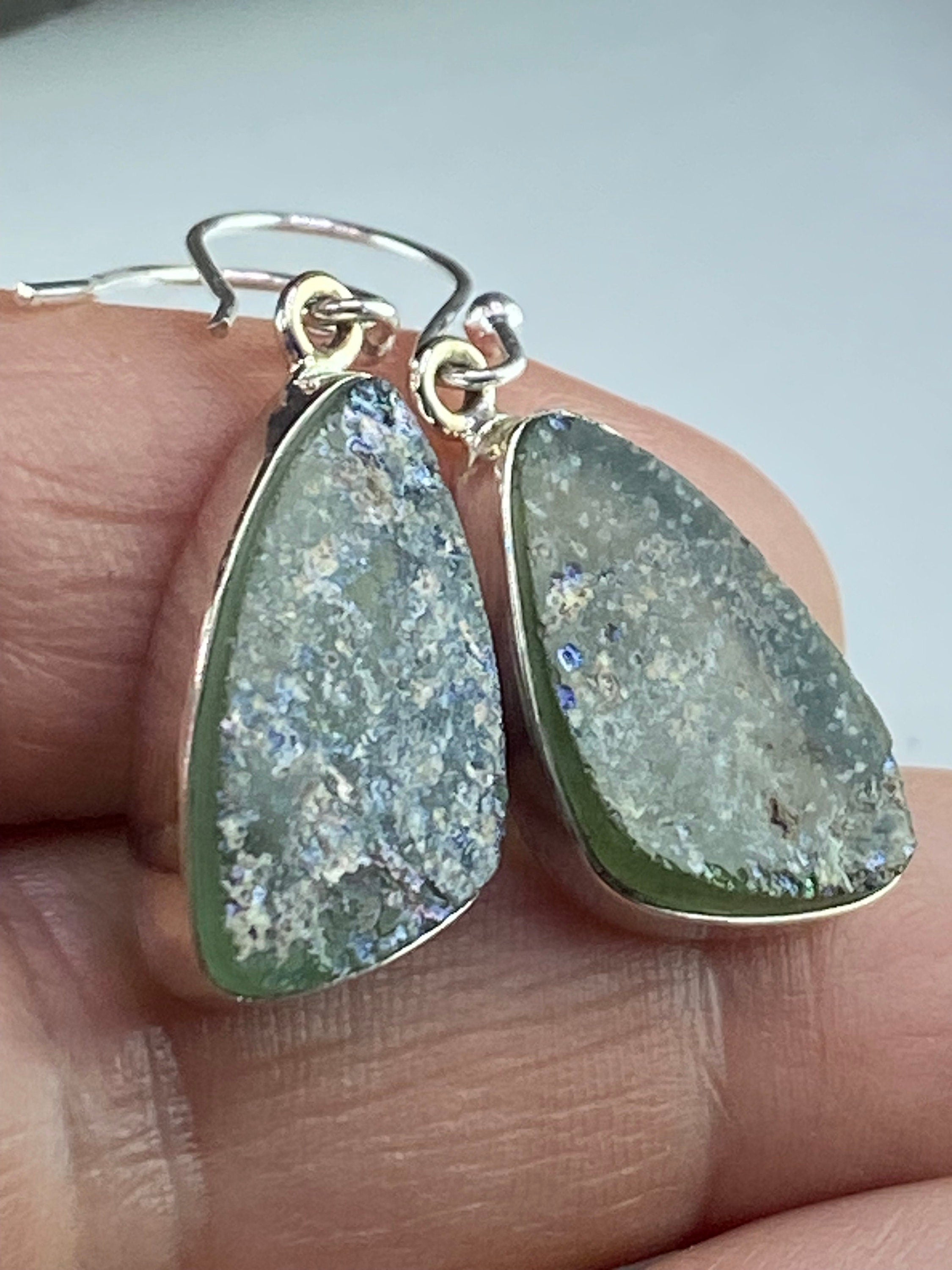 Ancient Roman Glass and Silver Earrings (UV21)