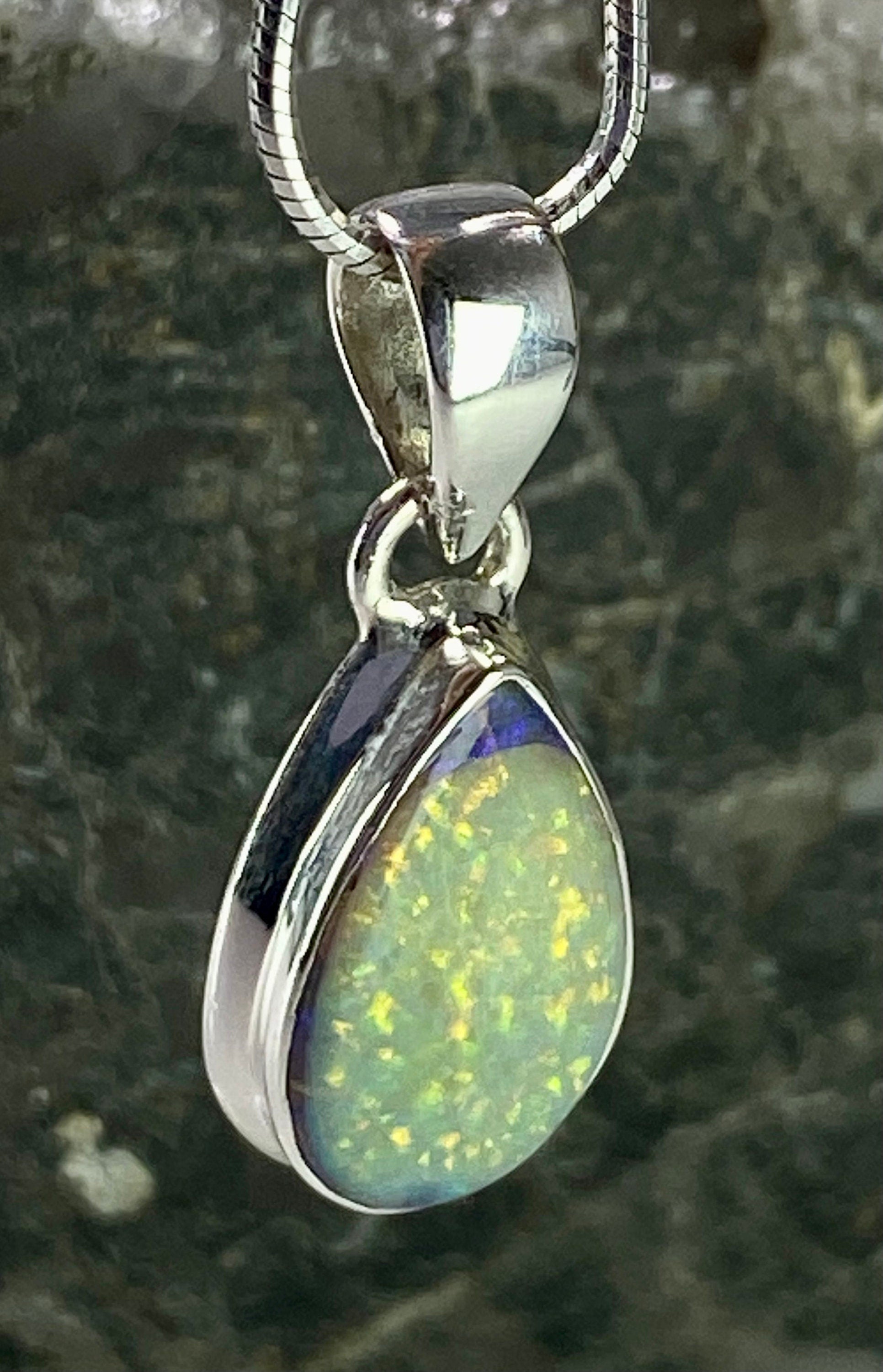 Sterling (Monarch) Opal and Silver Pendant (UV564)