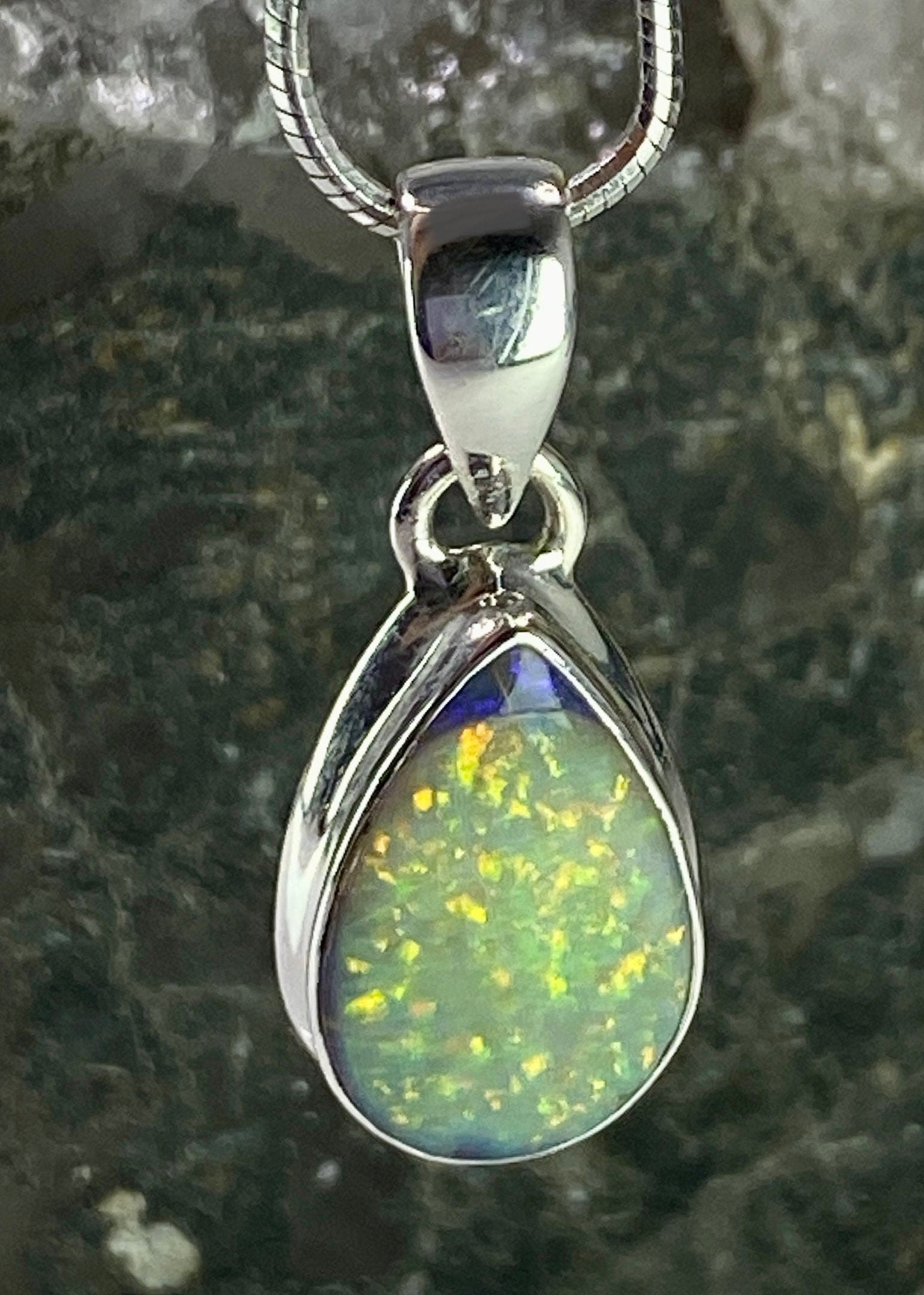 Sterling (Monarch) Opal and Silver Pendant (UV564)