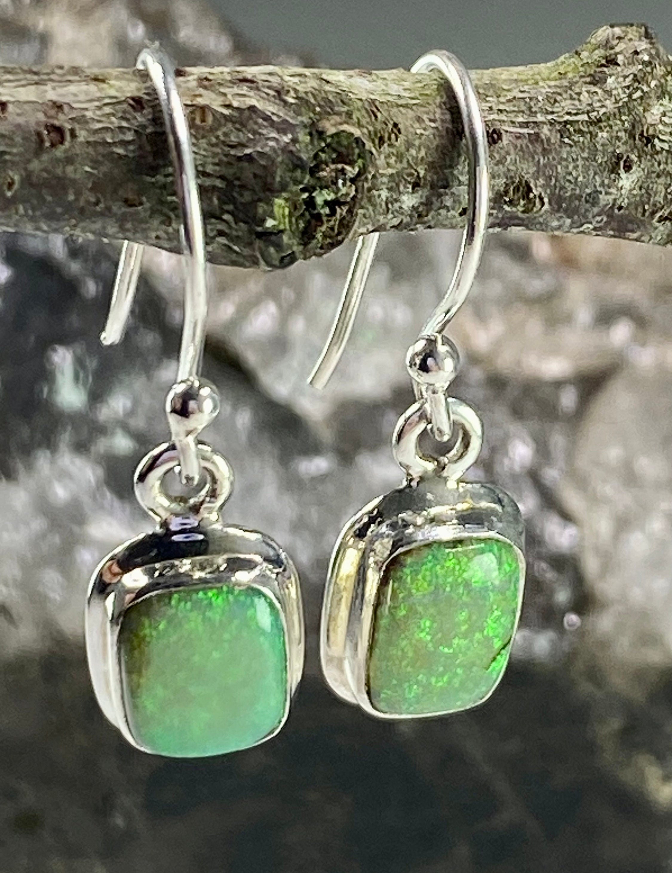 Sterling (Monarch) Opal and Silver Earrings (UV68)