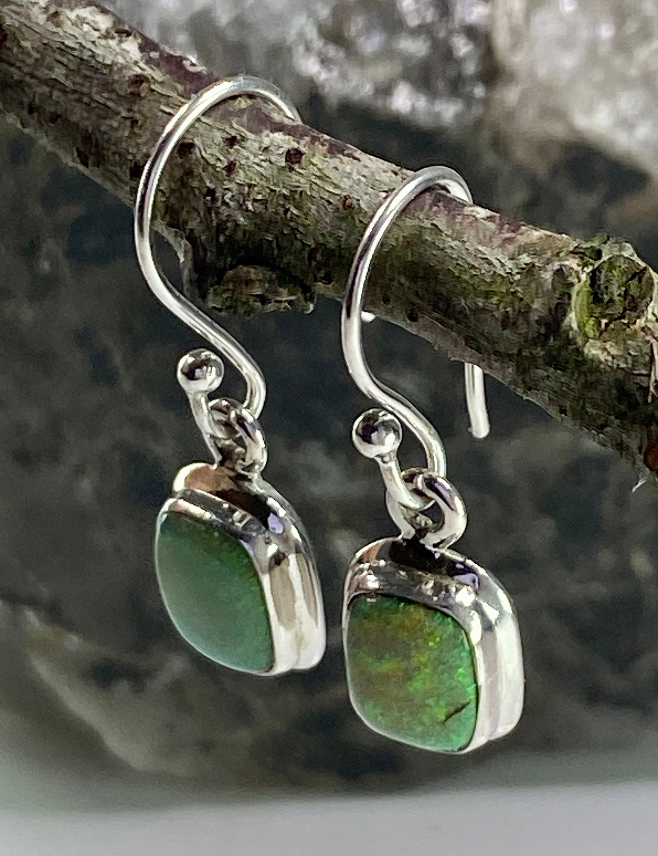 Sterling (Monarch) Opal and Silver Earrings (UV68)