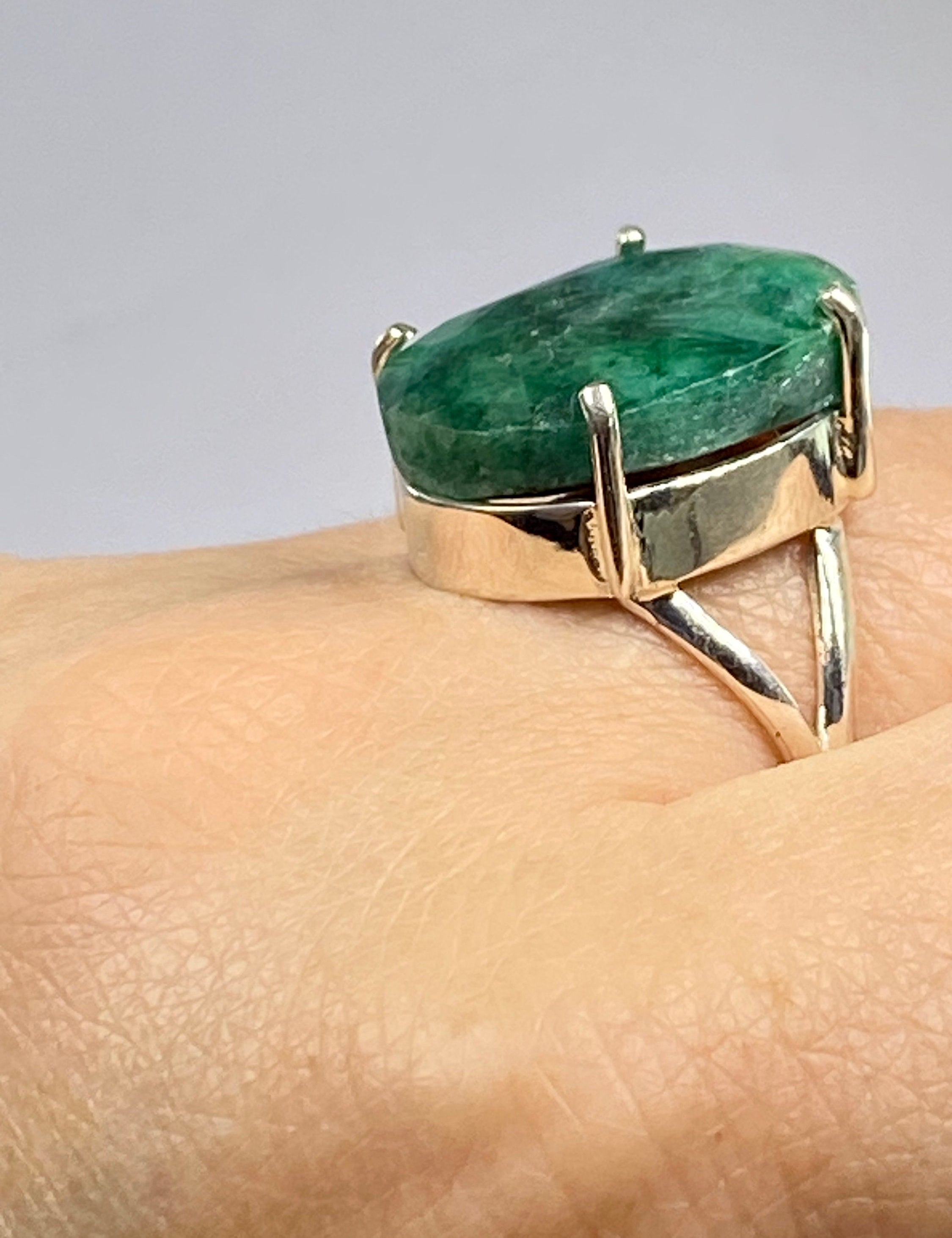 Raw Emerald and Sterling Silver Ring (AAA)