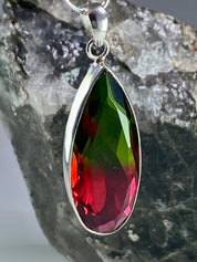 Watermelon Tourmaline and Silver Pendant (M2)