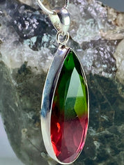 Watermelon Tourmaline and Silver Pendant (M2)