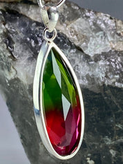 Watermelon Tourmaline and Silver Pendant (M2)