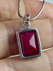 Raw Ruby and Silver Pendant (YM)