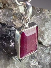 Raw Ruby and Silver Pendant (YM)