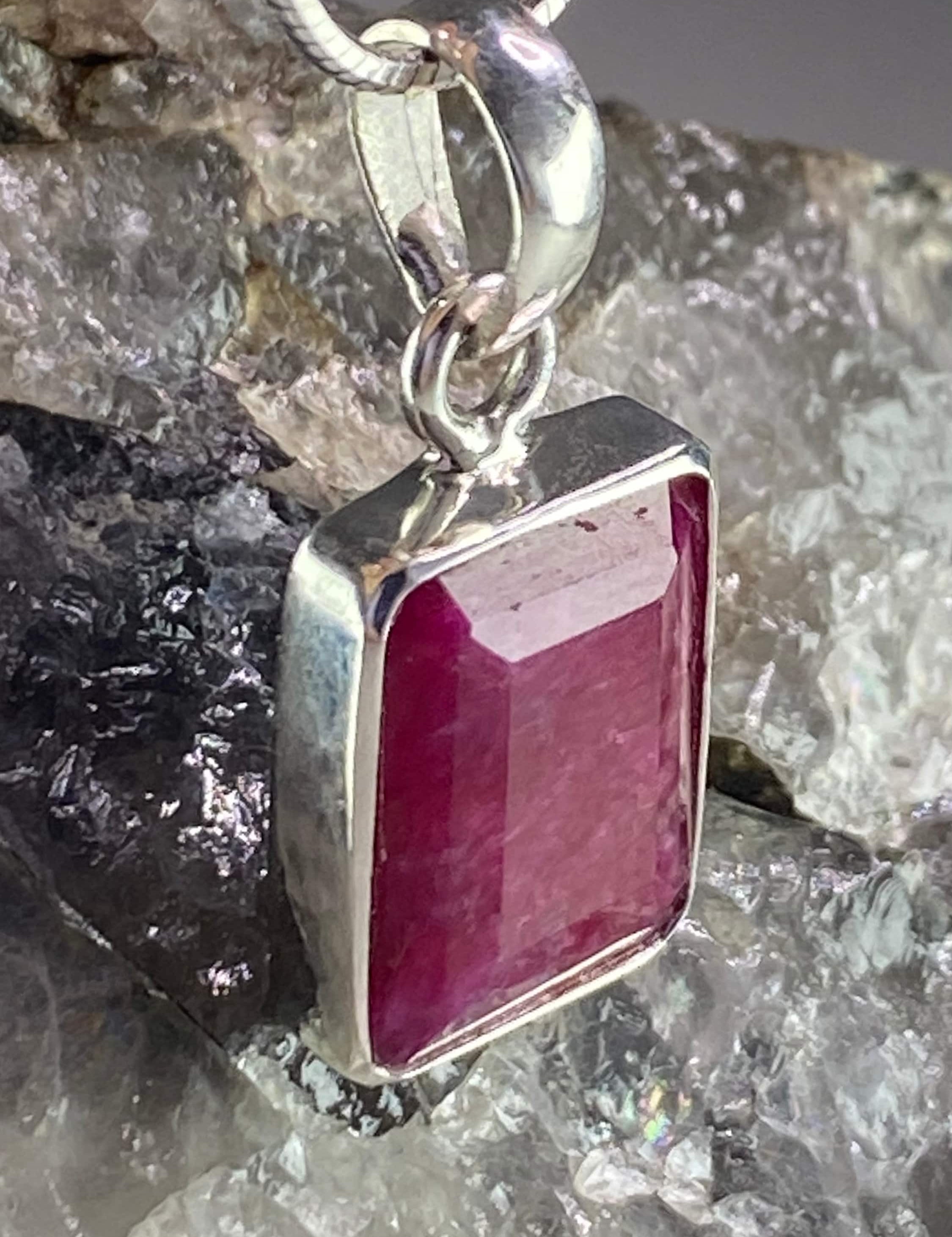 Raw Ruby and Silver Pendant (YM)