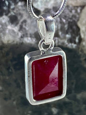 Raw Ruby and Silver Pendant (YM)