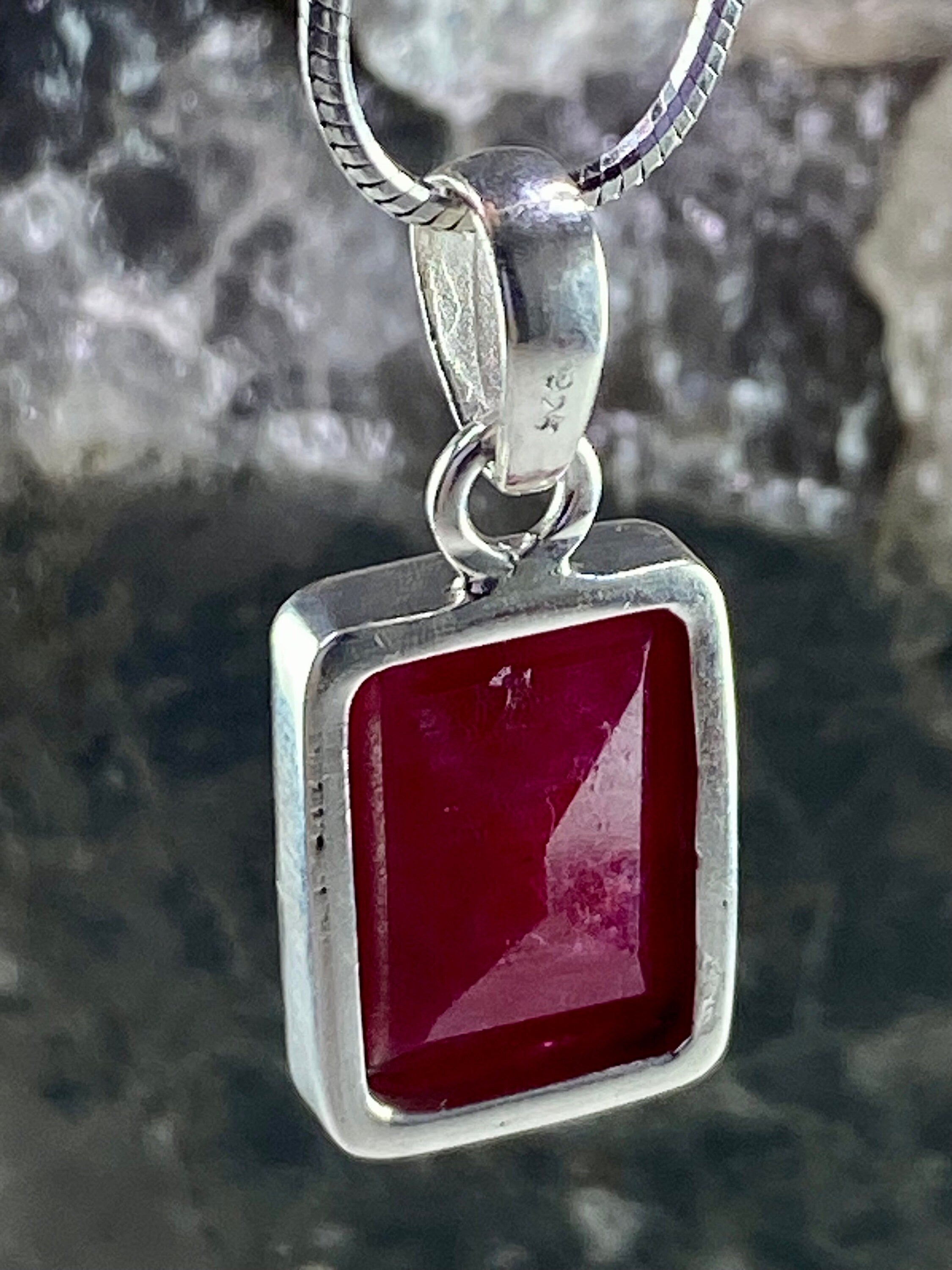 Raw Ruby and Silver Pendant (YM)