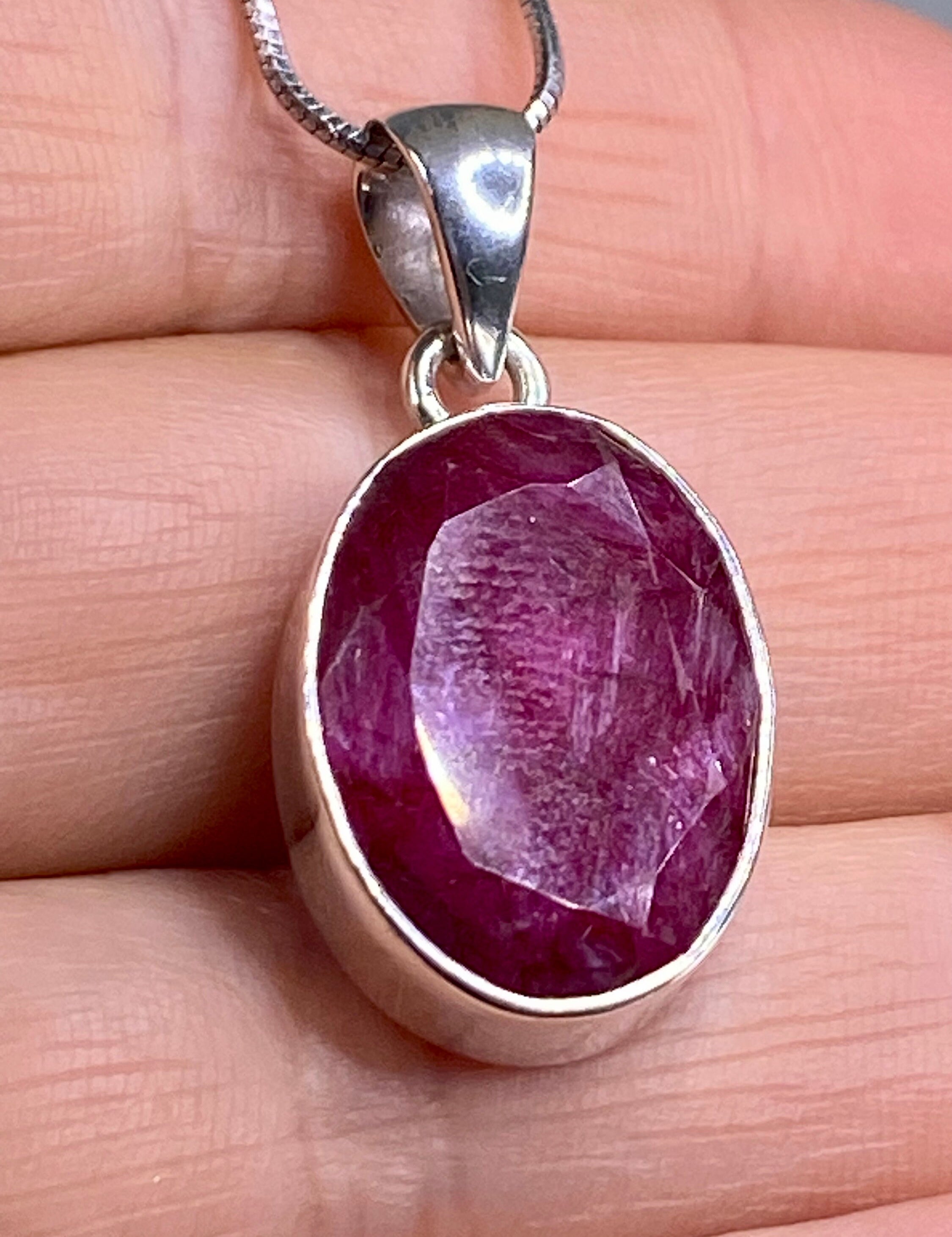 Raw Ruby and Silver Pendant (M)