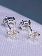 Oval Blue Fire Labradorite 925 Sterling silver studs