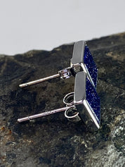 Navy Blue Goldstone and Silver Studs