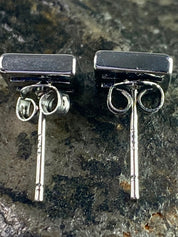 Navy Blue Goldstone and Silver Studs
