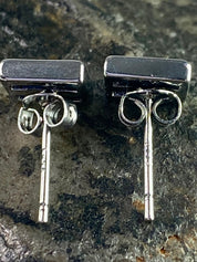 Navy Blue Goldstone and Silver Studs