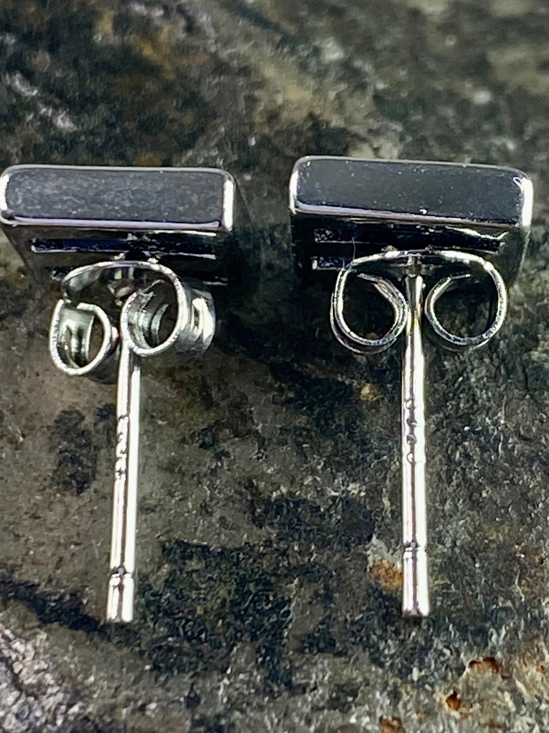 Navy Blue Goldstone and Silver Studs