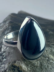 Grade A Hematite and Silver Ring