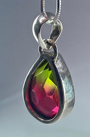 Watermelon Tourmaline 925 Silver Pendant Necklace