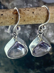 Purple Amethyst and Sterling Silver Drop Earrings (M094)