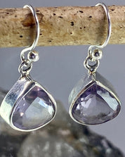 Purple Amethyst and Sterling Silver Drop Earrings (M094)