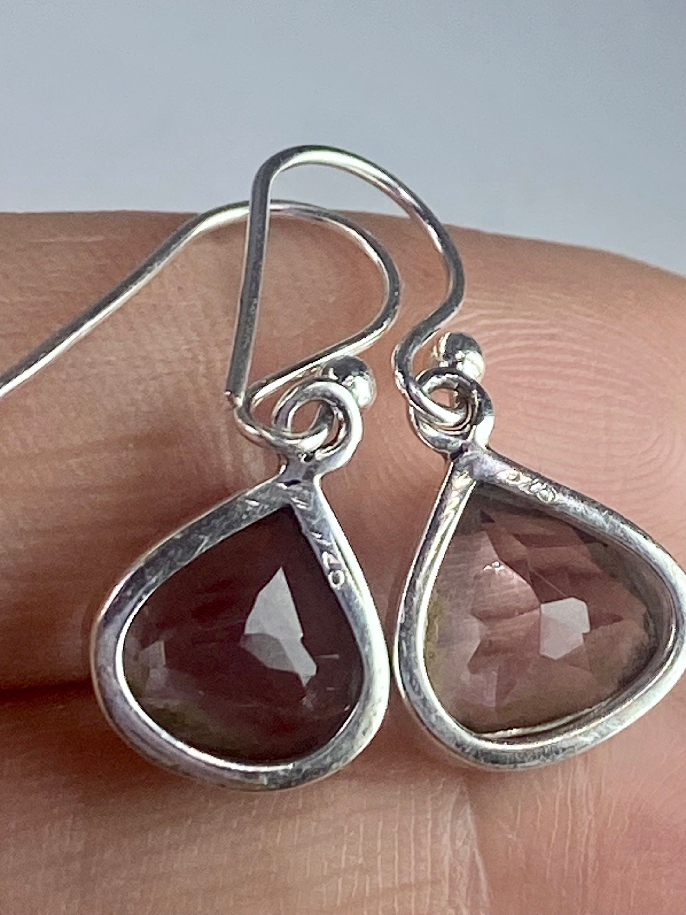 Purple Amethyst and Sterling Silver Drop Earrings (M094)