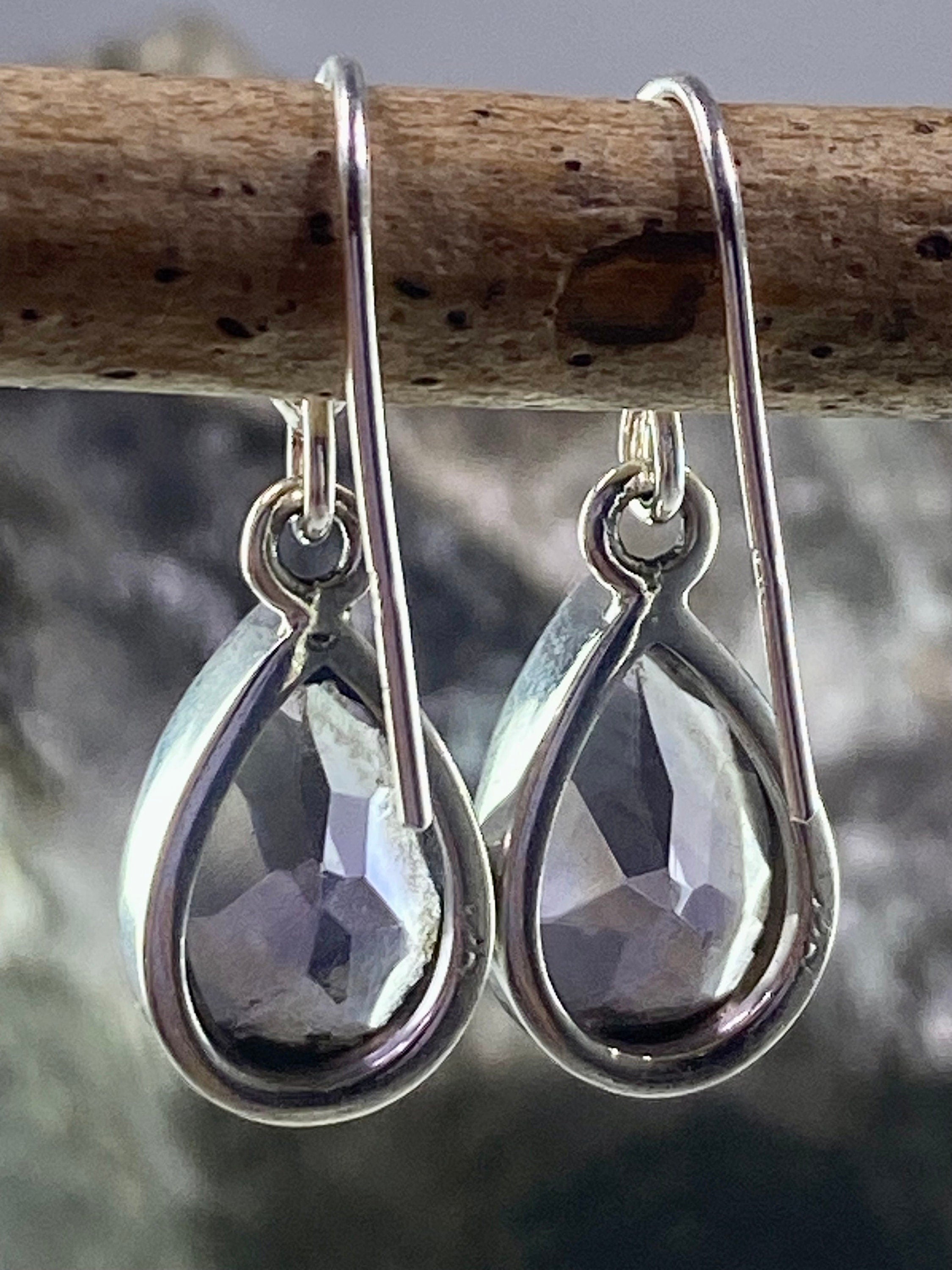 Purple Amethyst and Sterling Silver Drop Earrings (M097)