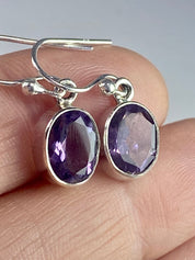 Purple Amethyst and Sterling Silver Drop Earrings (M096)