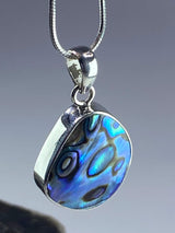 Pear Cut Natural Abalone Sterling Silver Pendant