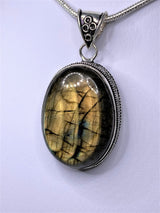 Golden Labradorite and Sterling Silver Pendant Including the Snake Chain