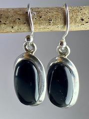 Black Onyx and Silver Earrings (M09)