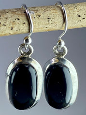 Black Onyx and Silver Earrings (M09)