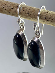 Black Onyx and Silver Earrings (M09)