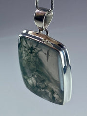 Moss Agate and Silver Pendant (UV1270)