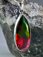 Watermelon Tourmaline and Silver Pendant (M2)